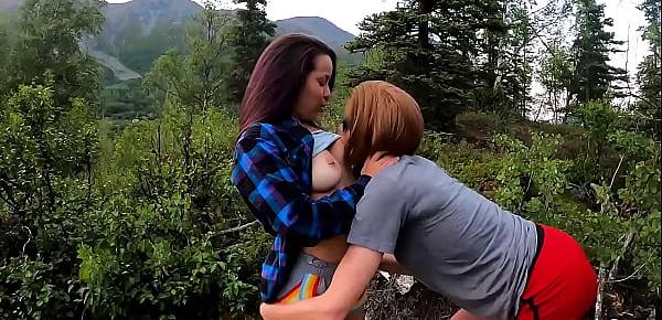  Teen Lana Mars eating stepmoms pussy during stepdad banging her outdoor